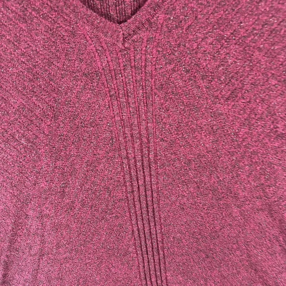 APT. 9 Women's Burgundy Mélange V-Neck Pullover Sweater Ribbed Side Slits Size L